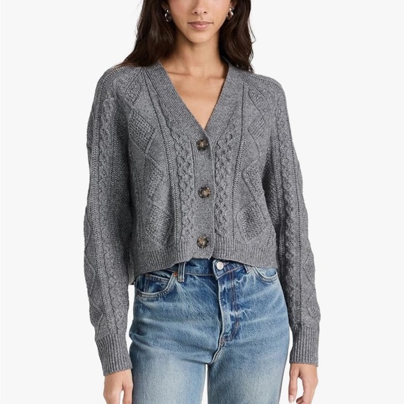 Madewell Women's Shimmer Cable Knit Crop Cardigan